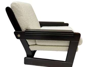 Mid-Century Modern Wenge Lounge Chairs with Bouclé Upholstery, 1970s